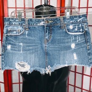 Aeropostale distressed micro mini jean skirt sz 10